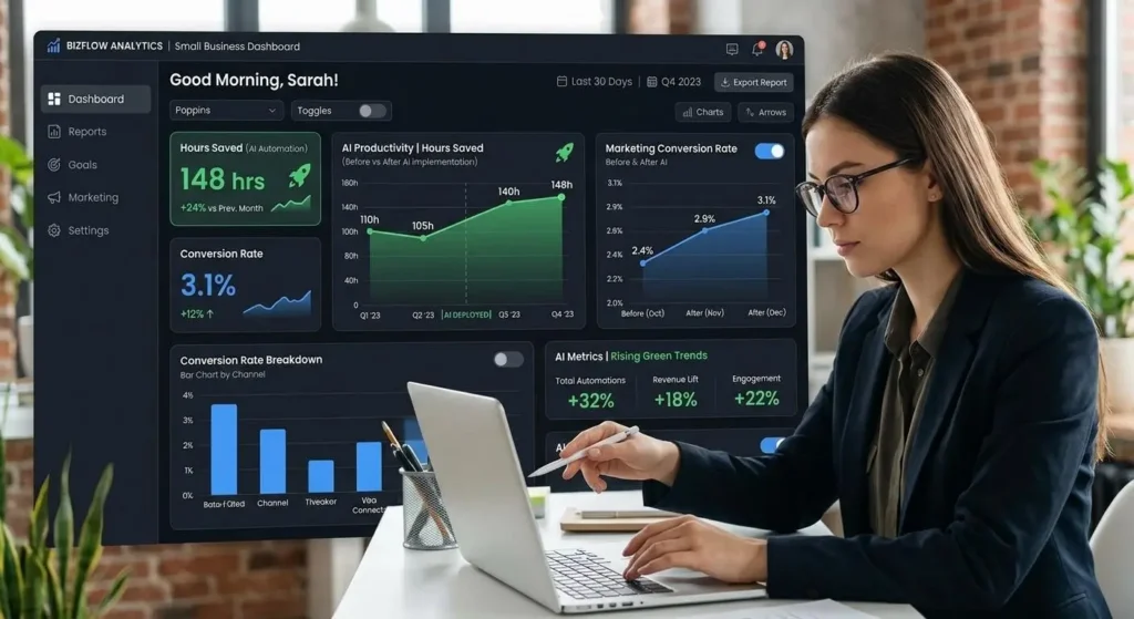 Track KPIs like time saved in AI implementation for small business two-month experiments.