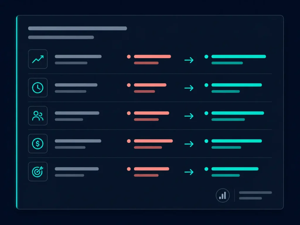 Agency automation case study results infographic showing before and after comparisons for non-billable hours, content brief production time, and client reporting time for a 22-person performance marketing agency.