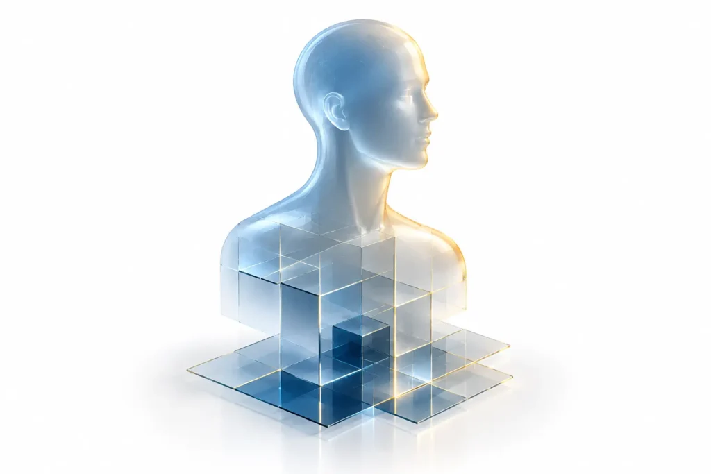 Persona priming and structured output prompting concept for marketing prompt templates, foundation layer visual.